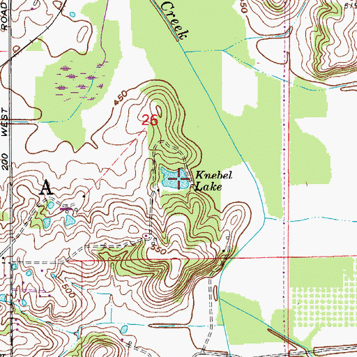 Topographic Map of Knebel Lake, IN