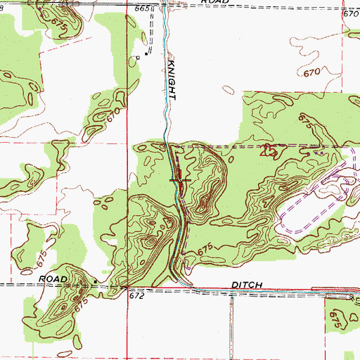 Topographic Map of Knight Chapel, IN
