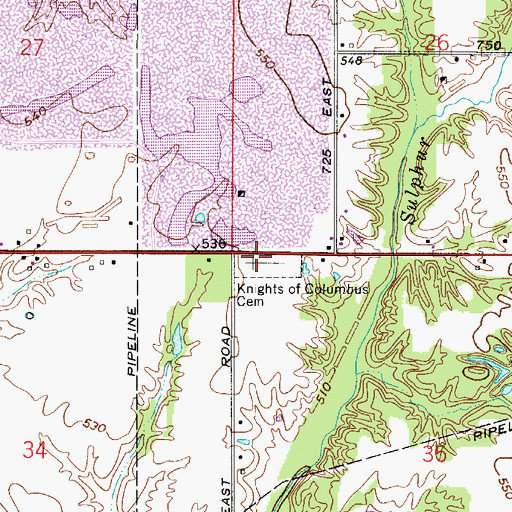 Topographic Map of Knights of Columbus Cemetery, IN