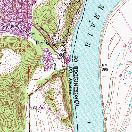 Topographic Map of Knob Creek, IN