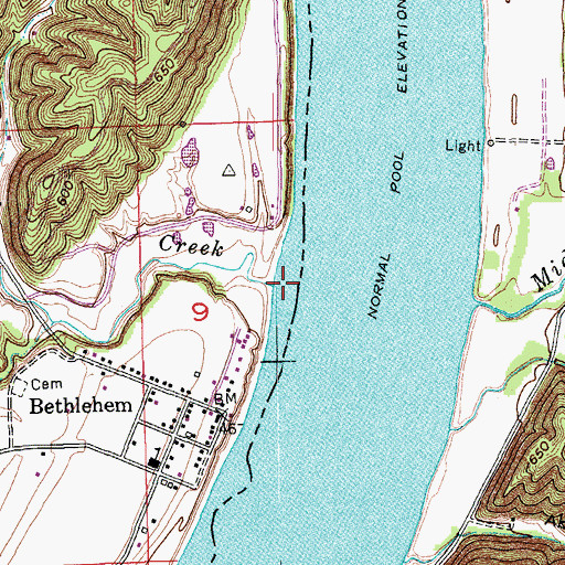 Topographic Map of Knob Creek, IN