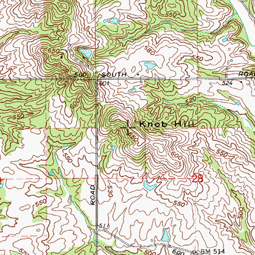 Topographic Map of Knob Hill, IN