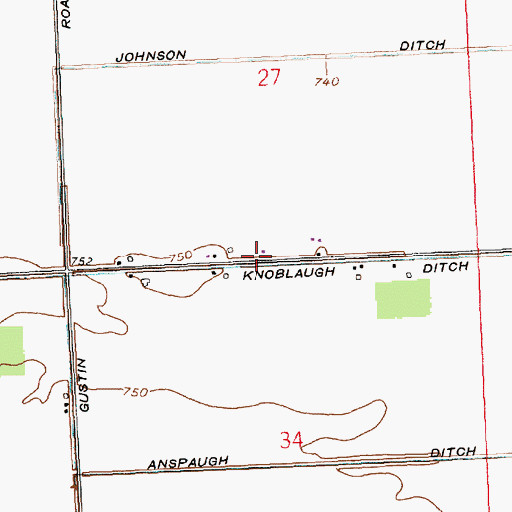 Topographic Map of Knoblaugh Ditch, IN