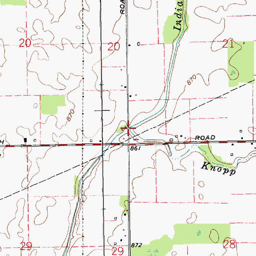 Topographic Map of Knopp Run, IN