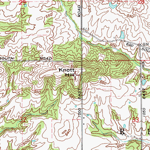 Topographic Map of Knott Hill, IN