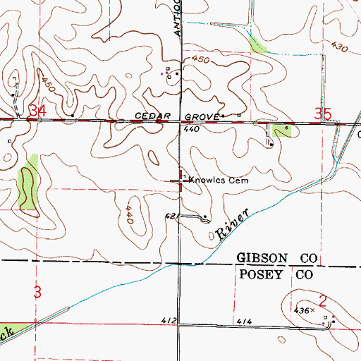 Topographic Map of Knowles Cemetery, IN