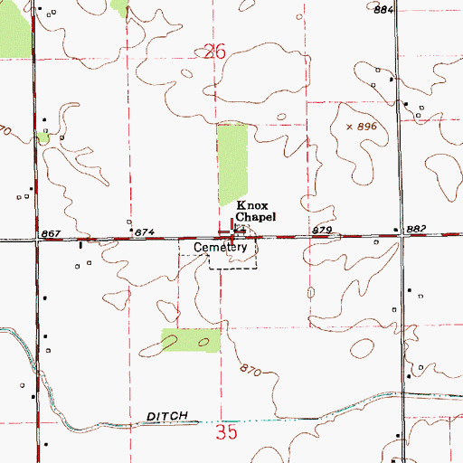 Topographic Map of Knox Chapel, IN