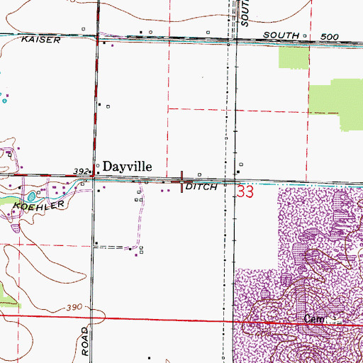Topographic Map of Koehler Ditch, IN
