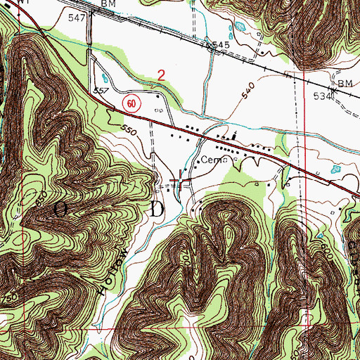 Topographic Map of Koetter Hollow, IN