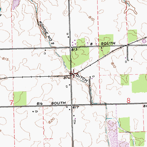 Topographic Map of Kohne Number Two Ditch, IN