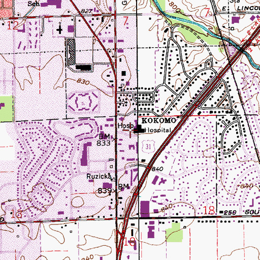 Topographic Map of Community Howard Regional Health Hospital, IN