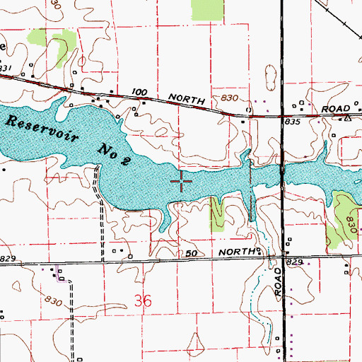 Topographic Map of Kokomo Waterworks Reservoir Number Two, IN