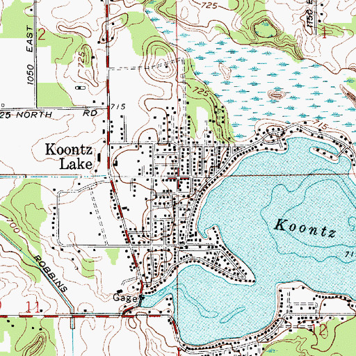 Topographic Map of Koontz Lake, IN