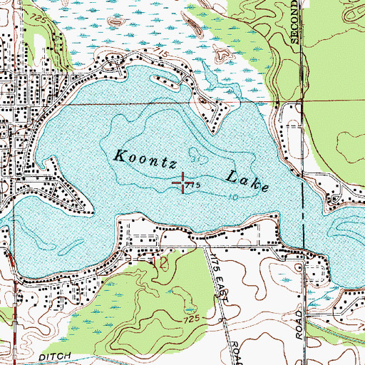 Topographic Map of Koontz Lake, IN