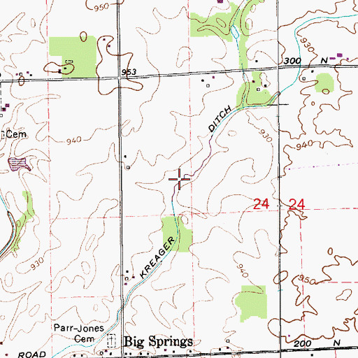 Topographic Map of Kreager Ditch, IN