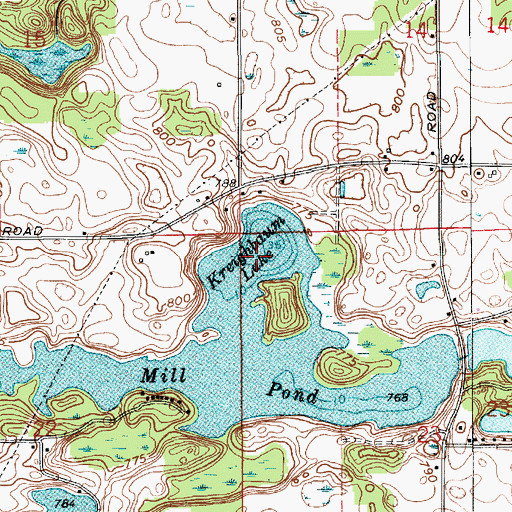 Topographic Map of Kreighbaum Lake, IN