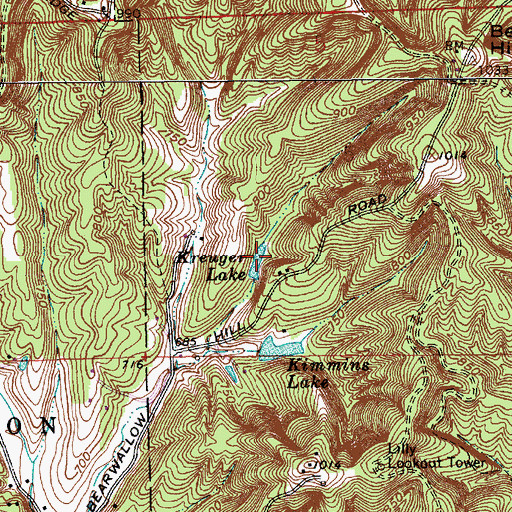 Topographic Map of Kreuger Lake, IN