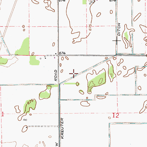 Topographic Map of Kreuter Ditch, IN