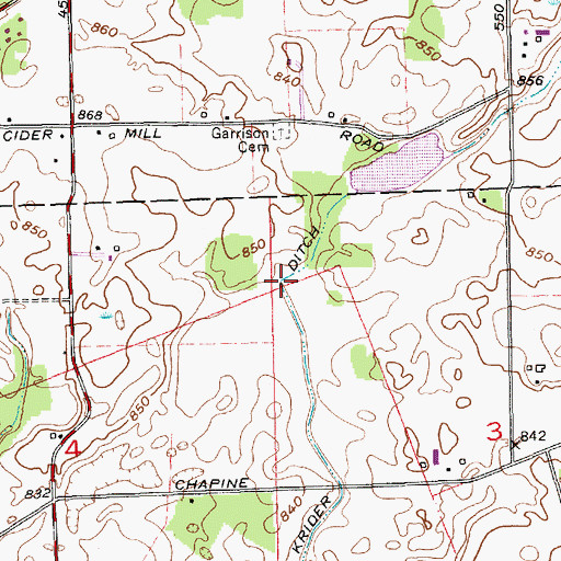 Topographic Map of Krider Ditch, IN