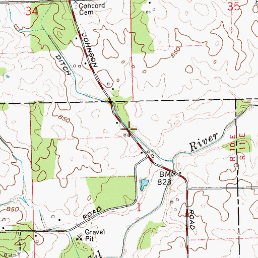 Topographic Map of Krider Ditch, IN