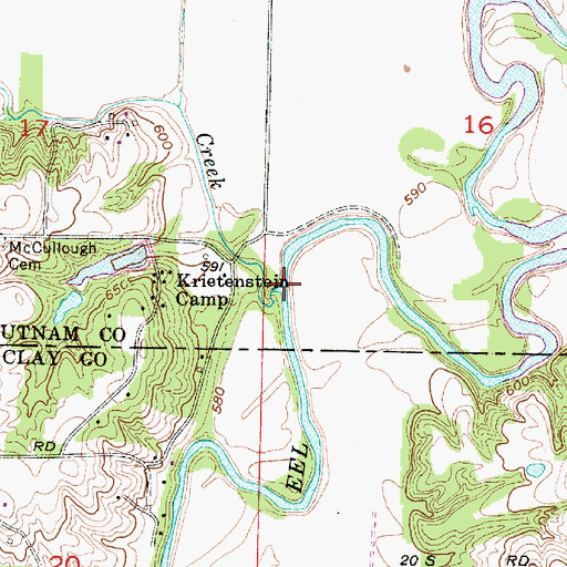 Topographic Map of Krietenste Camp, IN