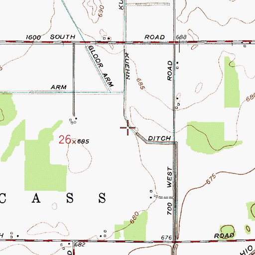 Topographic Map of Kuehn Ditch, IN