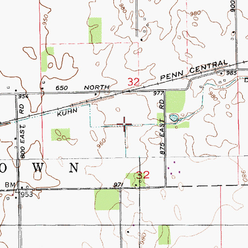 Topographic Map of Kuhn Ditch, IN