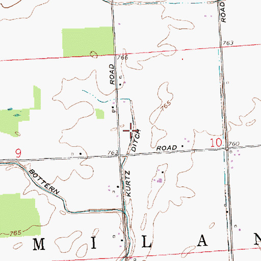 Topographic Map of Kurtz Ditch, IN