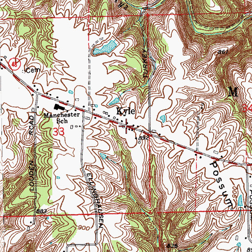 Topographic Map of Kyle, IN