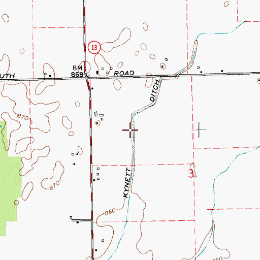 Topographic Map of Kynett Ditch, IN