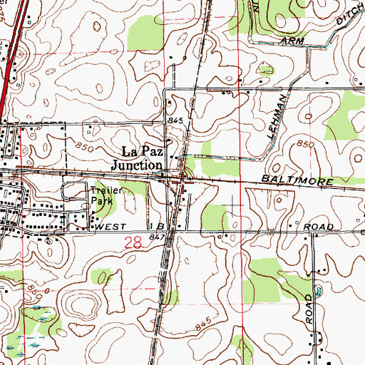 Topographic Map of La Paz Junction, IN