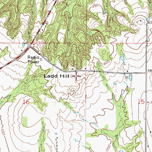 Topographic Map of Ladd Hill, IN