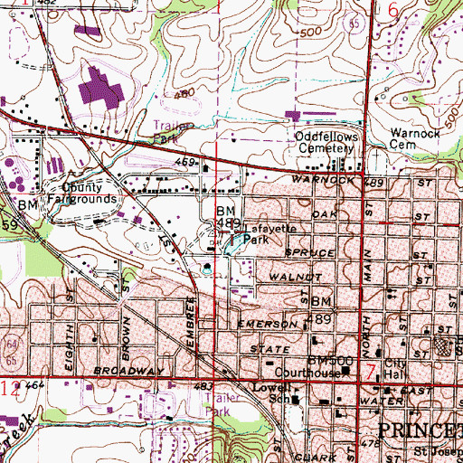 Topographic Map of Lafayette Park, IN