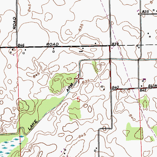 Topographic Map of Lake Arm, IN