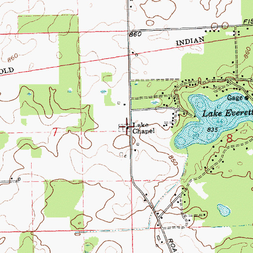 Topographic Map of Lake Chapel, IN
