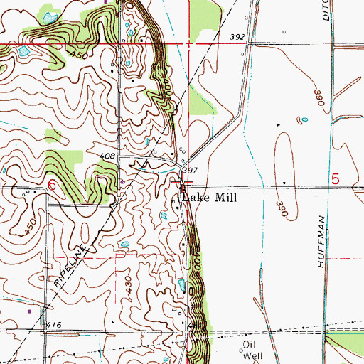 Topographic Map of Lake Mill, IN