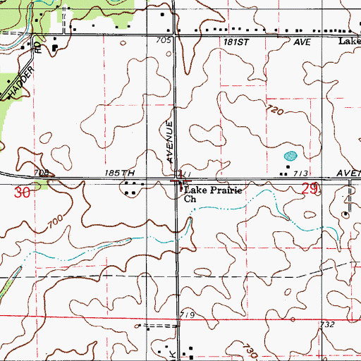 Topographic Map of Lake Prairie Church, IN