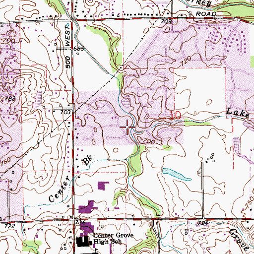 Topographic Map of Lake Run, IN