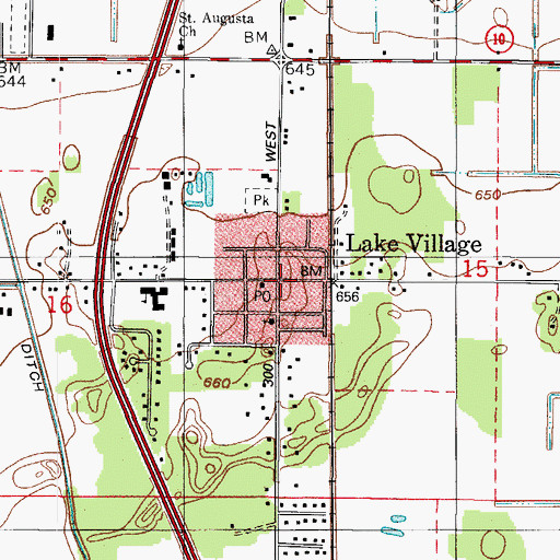 Topographic Map of Lake Village, IN