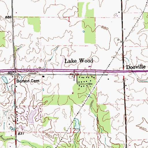 Topographic Map of Lake Wood, IN