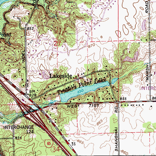 Topographic Map of Lakeside, IN