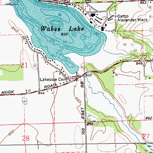 Topographic Map of Lakeside Cemetery, IN