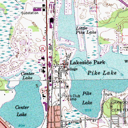 Topographic Map of Lakeside Park, IN