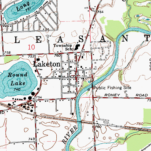 Topographic Map of Laketon, IN