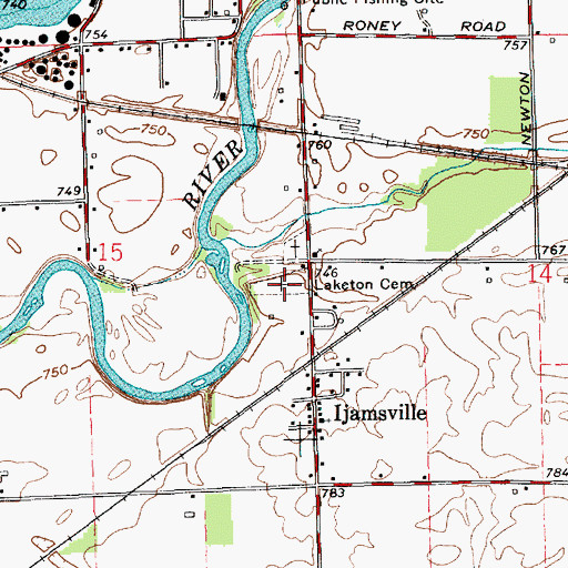 Topographic Map of Laketon Cemetery, IN