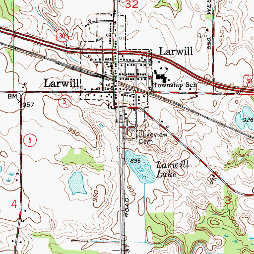 Topographic Map of Lakeview Cemetery, IN