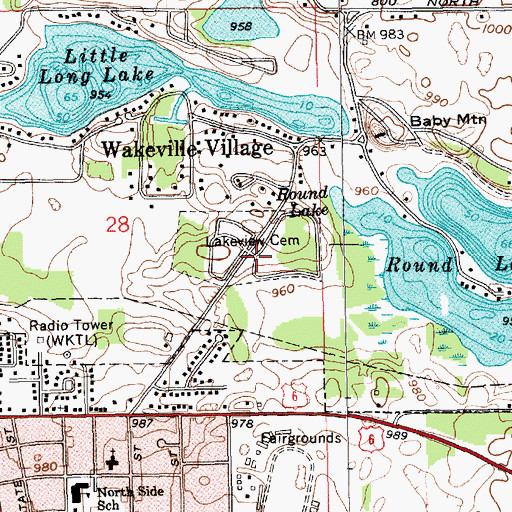 Topographic Map of Lake View Cemetery, IN