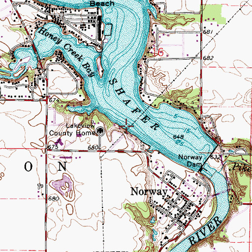 Topographic Map of Lakeview County Home, IN