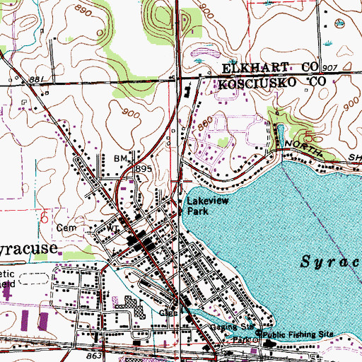 Topographic Map of Lakeview Park, IN