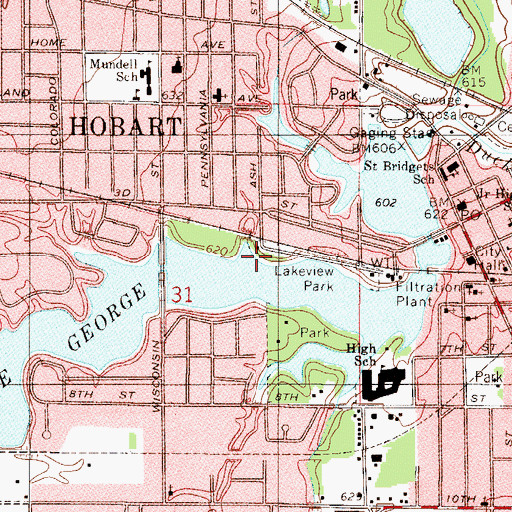 Topographic Map of Lakeview Park, IN